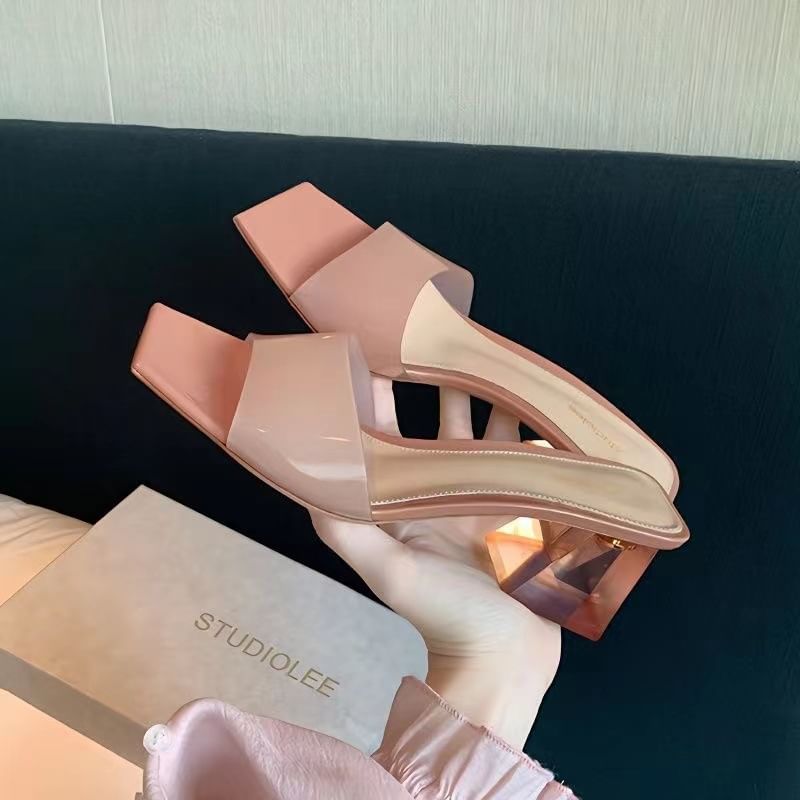 Block Heel Slide Sandals