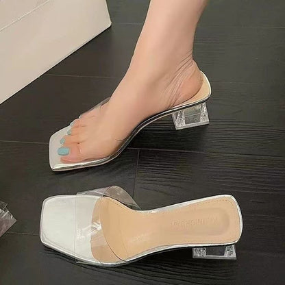 Block Heel Slide Sandals