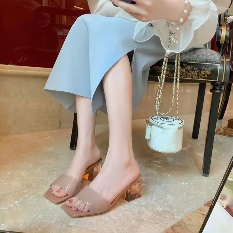 Block Heel Slide Sandals