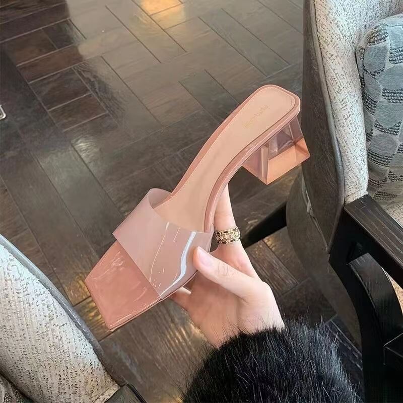 Block Heel Slide Sandals