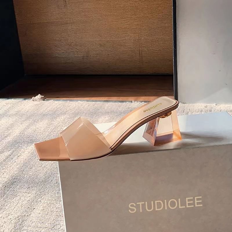 Block Heel Slide Sandals