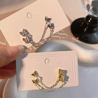 Gold Butterfly Chain Earrings