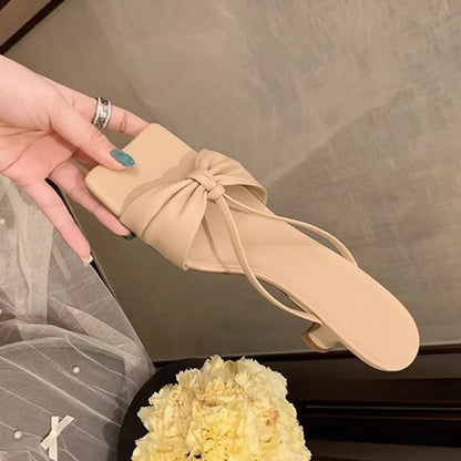 Square Toe High Heel Slide Sandals