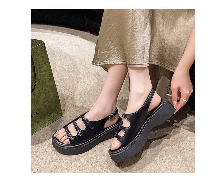 Platform Buckle Strap Sandals