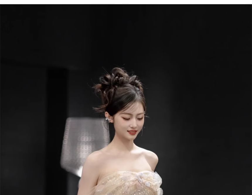 Off Shoulder Sheer Panel Sequin Sheath Evening Gown
