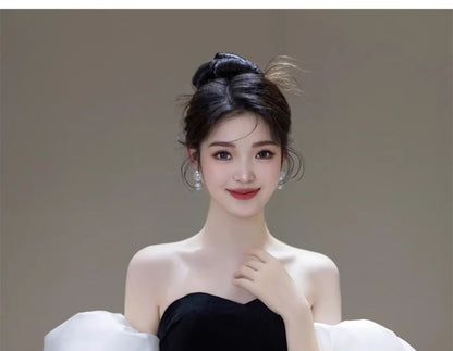 Off-Shoulder Puff Sleeve Two Tone Sheath Evening Dress