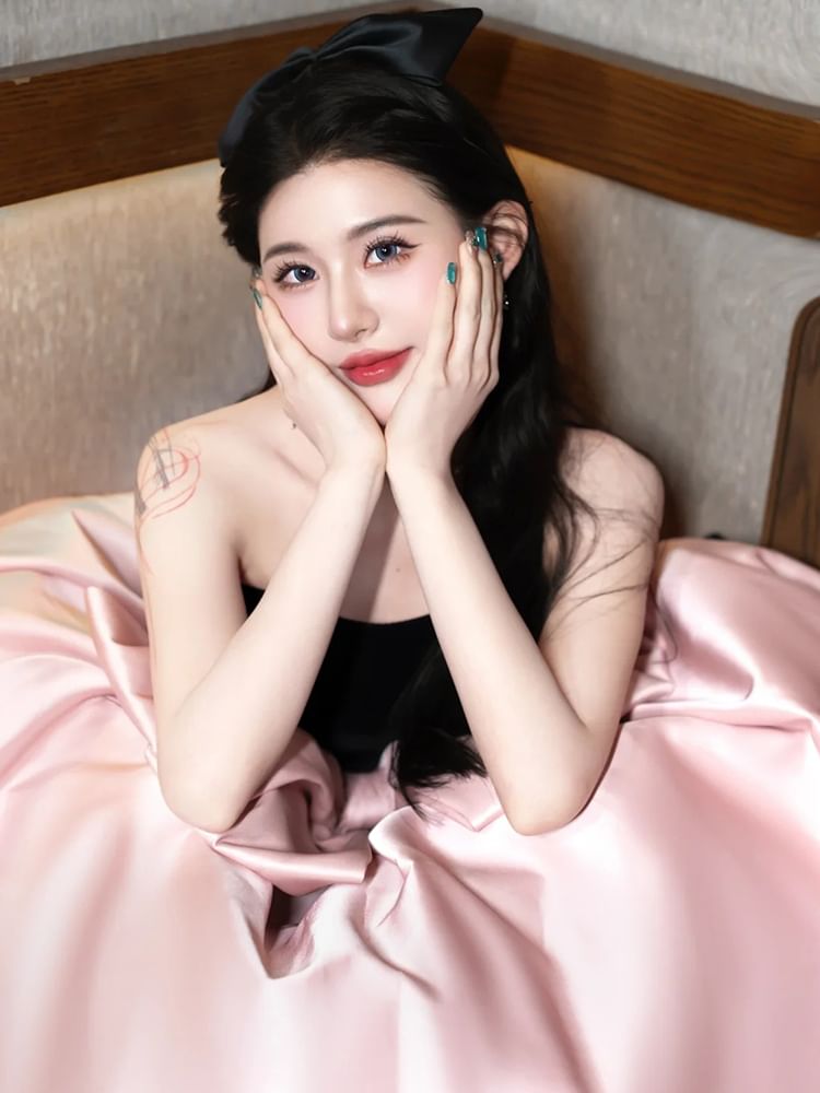 Evening Strapless Bowknot A-Line Gown Tone Two