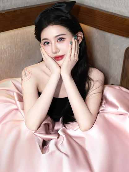 Evening Strapless Bowknot A-Line Gown Tone Two