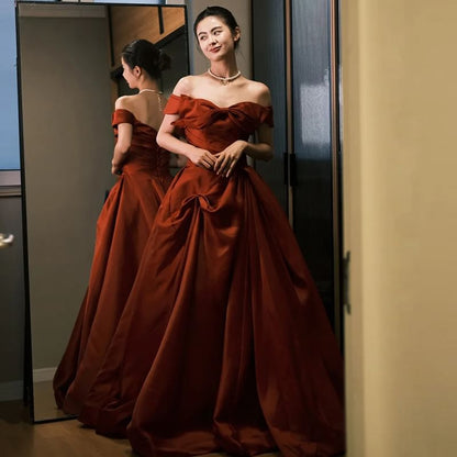 Evening Gown Shoulder Bow A-Line Off