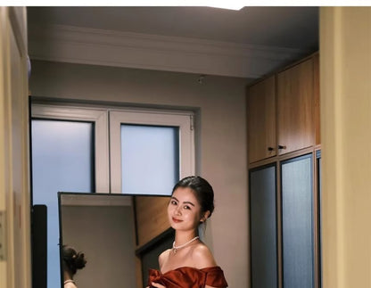 Evening Gown Shoulder Bow A-Line Off