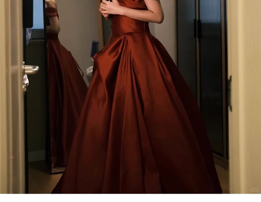 Evening Gown Shoulder Bow A-Line Off