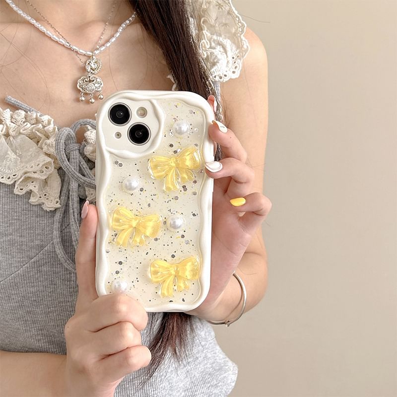 Butterfly Faux Pearl Phone Case