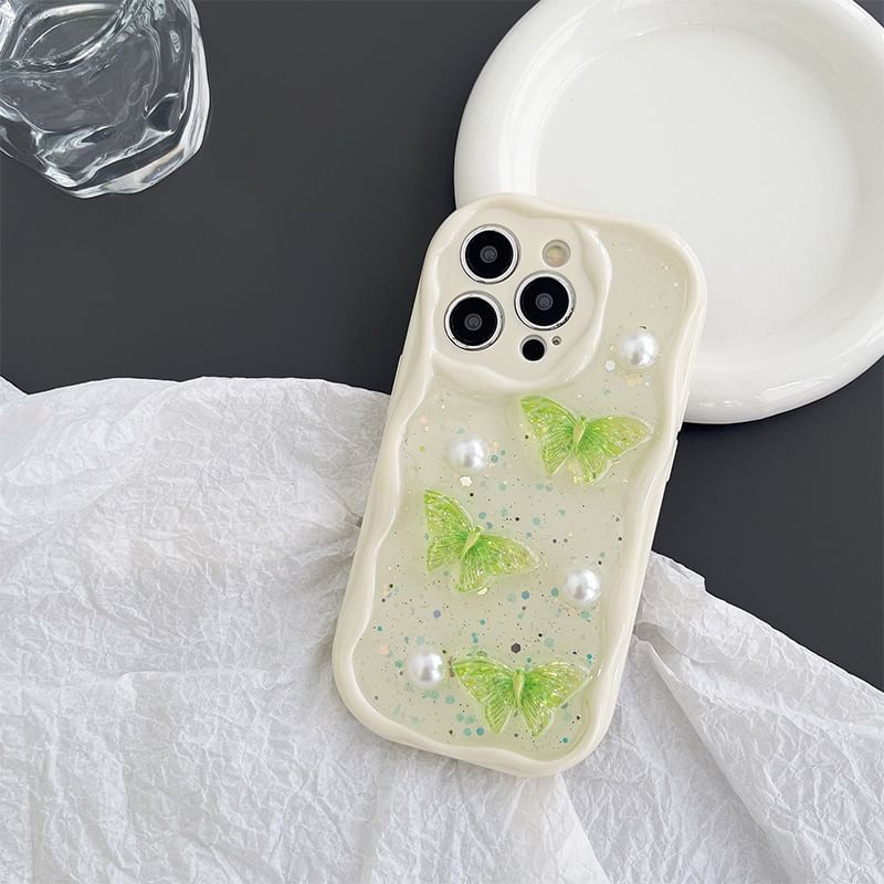 Butterfly Faux Pearl Phone Case