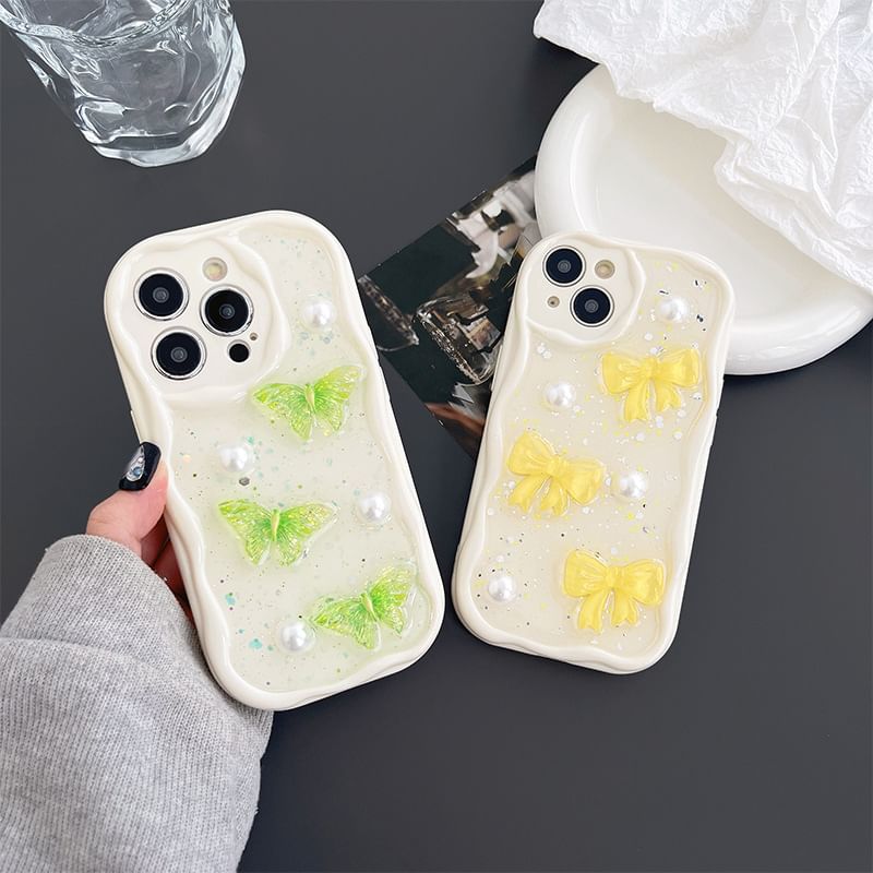 Butterfly Faux Pearl Phone Case