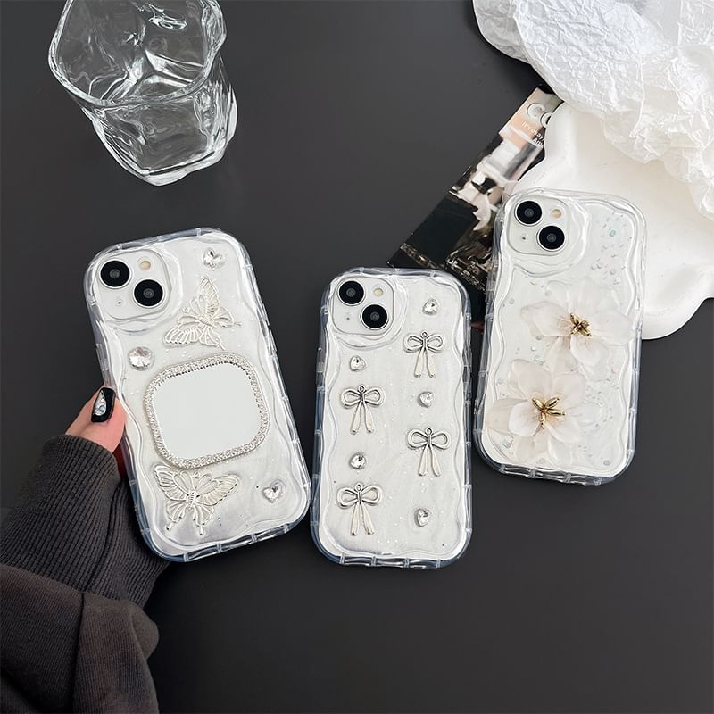 Bow Case Floral Phone / Mirrored