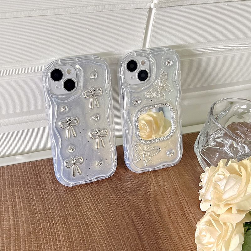 Bow Case Floral Phone / Mirrored