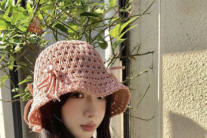 Bucket Knit Bow Hat