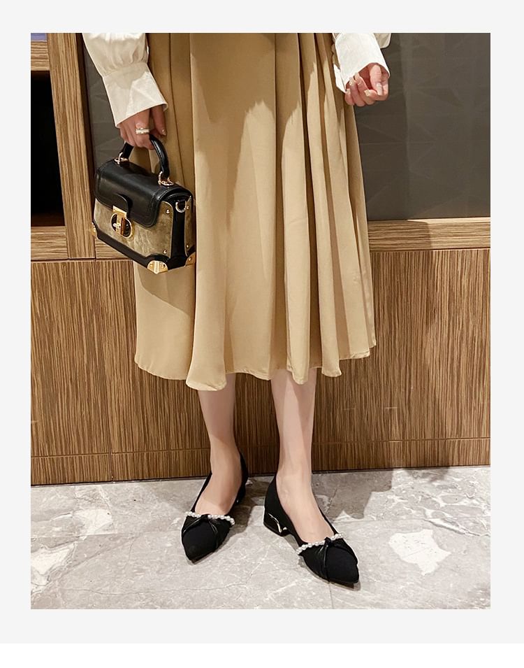 Pointed Toe Pearl Pumps Faux