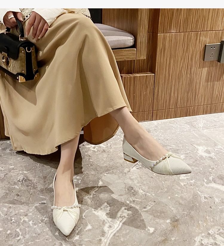 Pointed Toe Pearl Pumps Faux