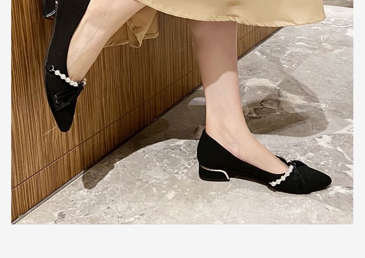 Pointed Toe Pearl Pumps Faux