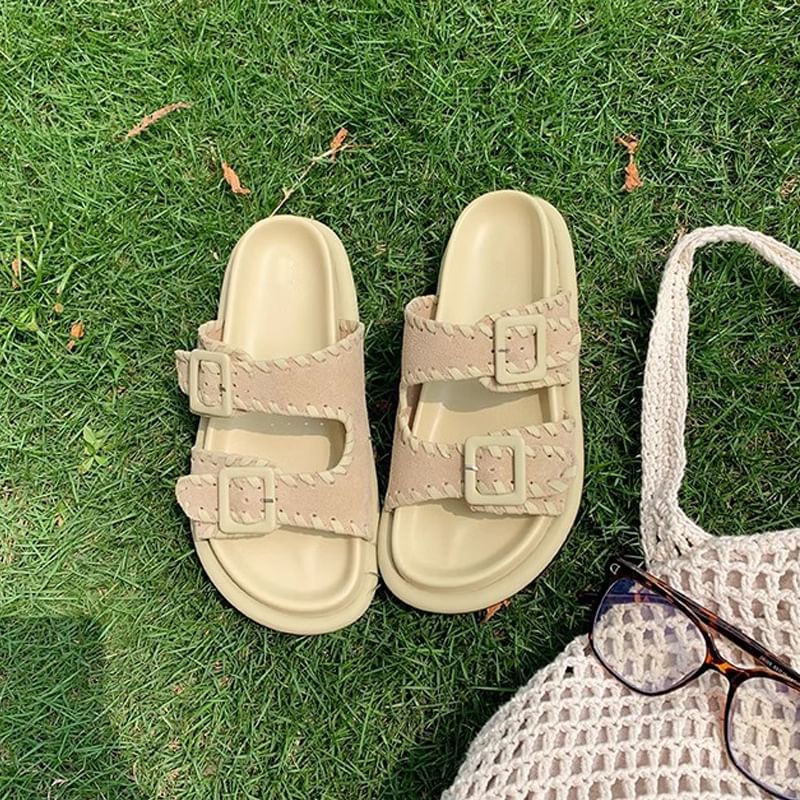 Sandals Slide Platform Buckled