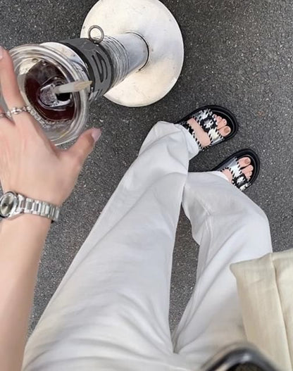 Sandals Slide Platform Buckled