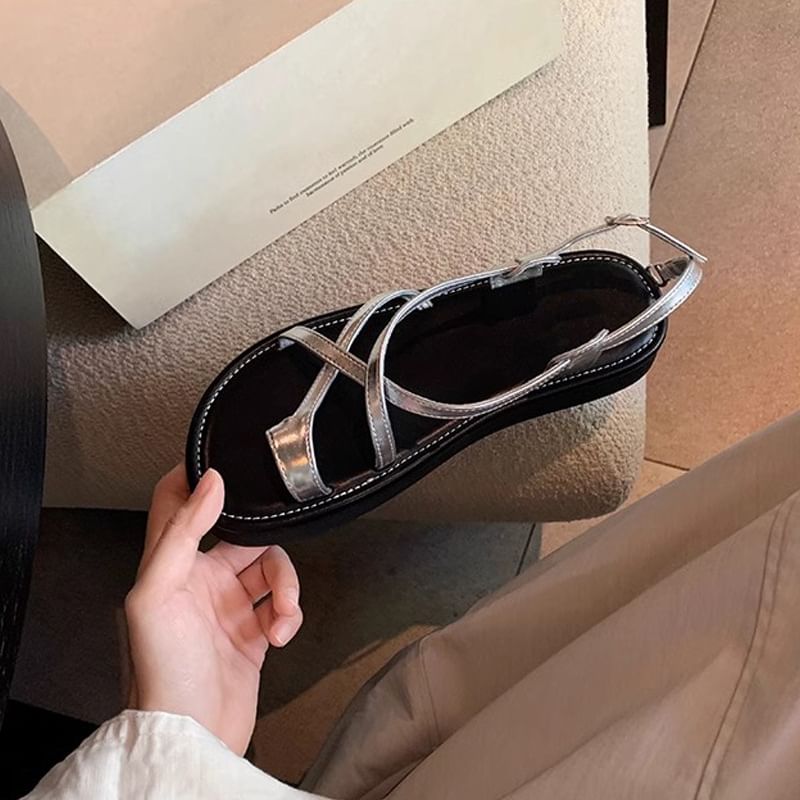 Platform Loop Cross Sandals Criss Toe