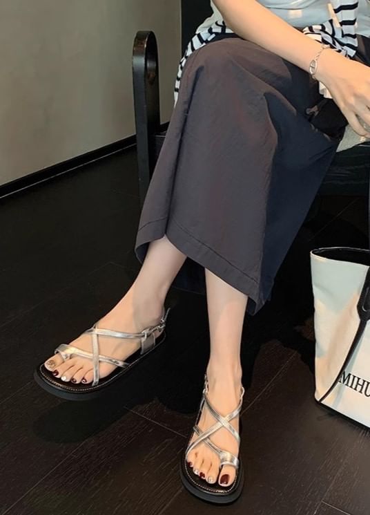 Platform Loop Cross Sandals Criss Toe