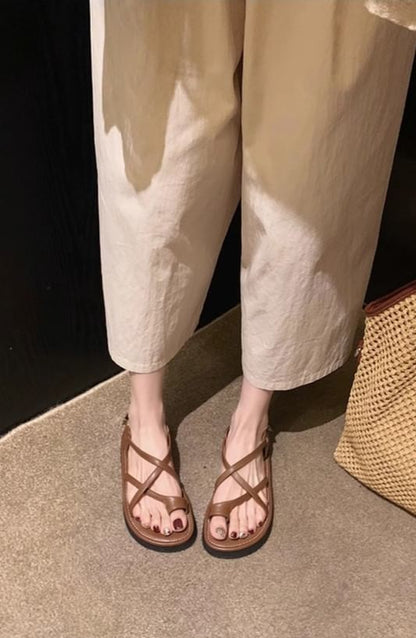 Platform Loop Cross Sandals Criss Toe