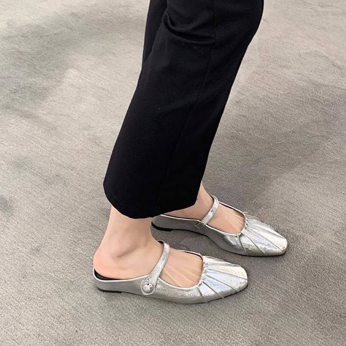 Square Mary Toe Jane Shoes Mules /