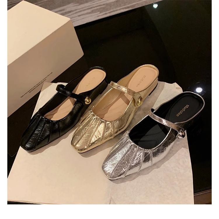 Square Mary Toe Jane Shoes Mules /