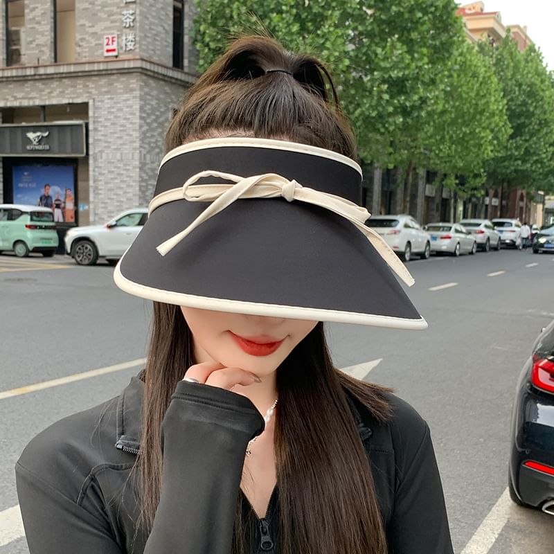 Visor Hat With Bow Sun Decoration