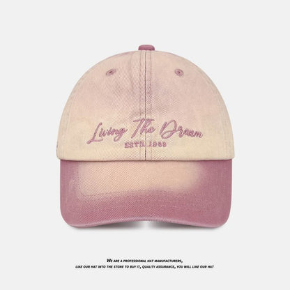 Lettering Baseball Cap Denim Embroidered