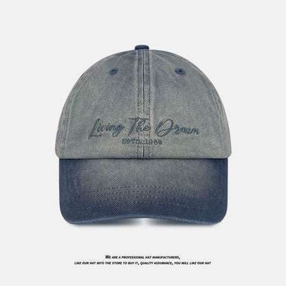 Lettering Baseball Cap Denim Embroidered