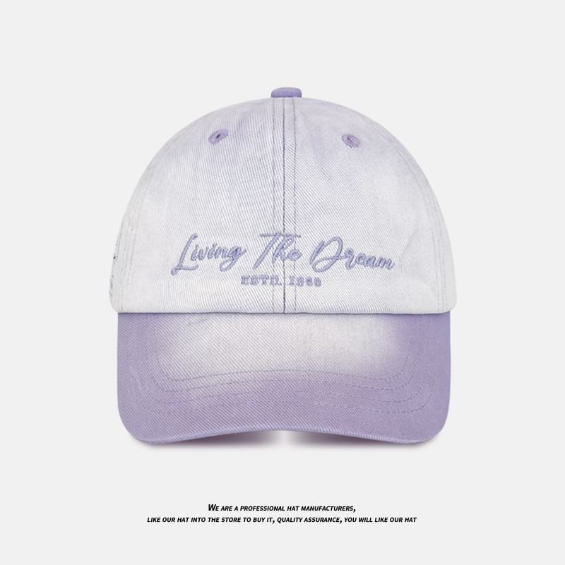 Lettering Baseball Cap Denim Embroidered