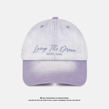 Lettering Baseball Cap Denim Embroidered