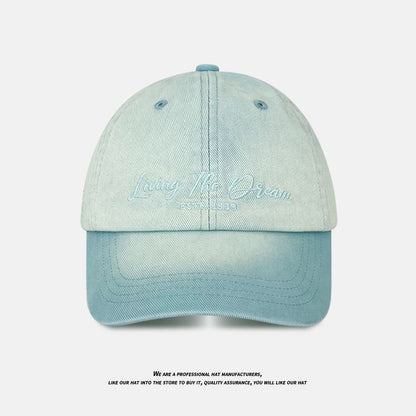 Lettering Baseball Cap Denim Embroidered