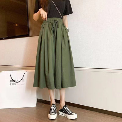 High-Rise Plain Midi A-Line Skirt