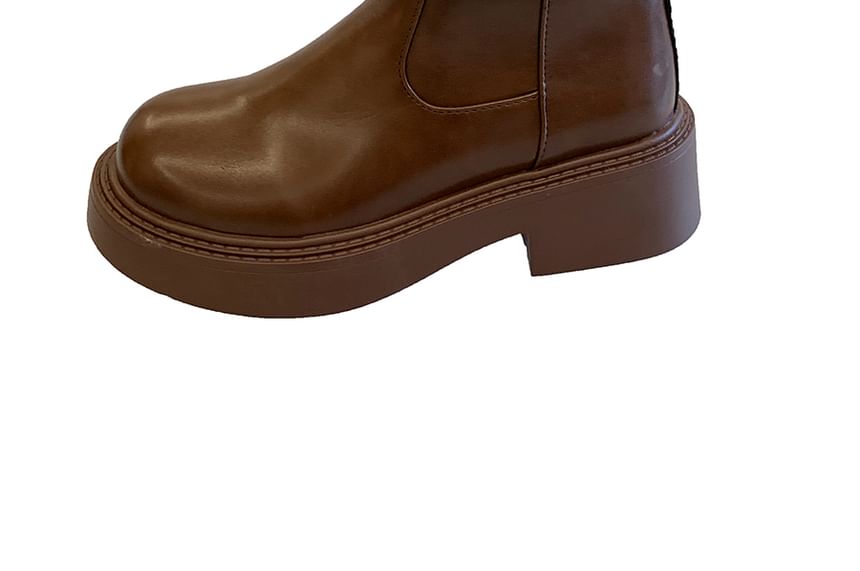 Platform Plain Grommet Buckled Faux Leather Short Boots