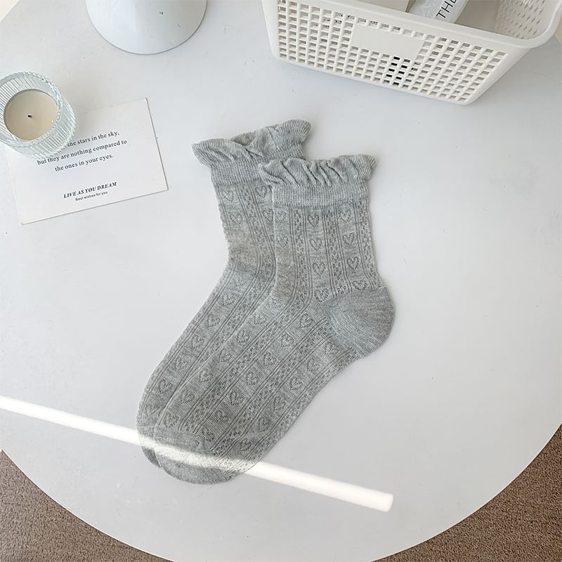 Plain Frill Trim Perforated Socks