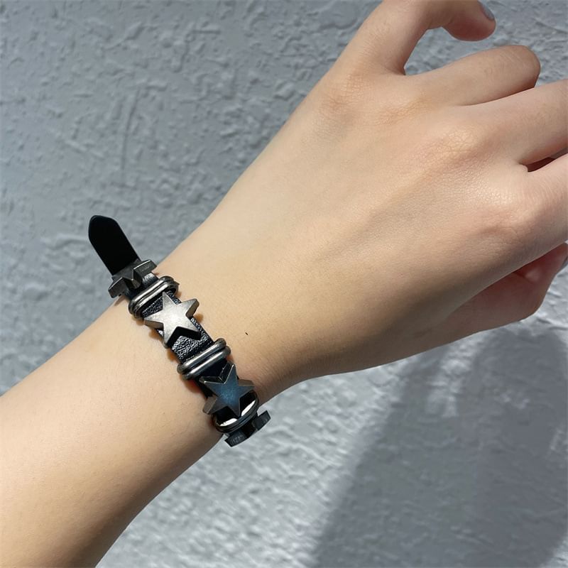 Star Faux Leather Bracelet
