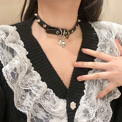 Studded Faux Leather Choker