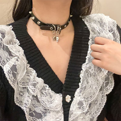 Studded Faux Leather Choker