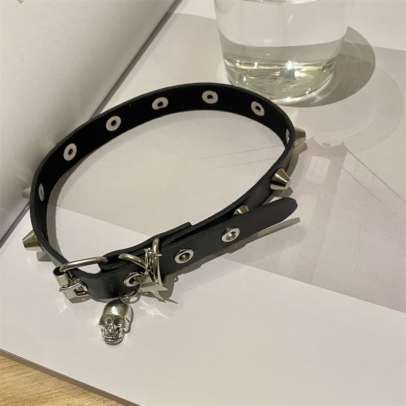 Studded Faux Leather Choker