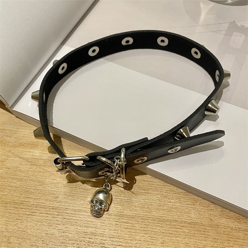 Studded Faux Leather Choker