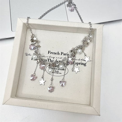 Star Beaded Faux Pearl Necklace