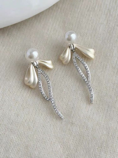 Rhinestone Bow Drop Earring