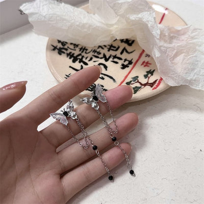 Rhinestone Butterfly Necklace / Drop Earring