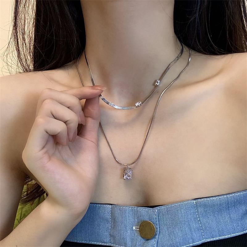 Set of 2: Rhinestone Necklace
