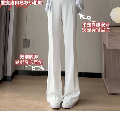 High Waist Plain Bootcut Dress Pants